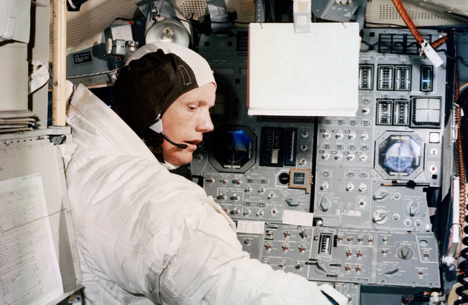 Armstrong training in the lunar module simulator at Kennedy Space Center (Source)